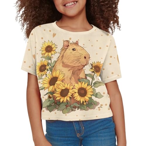 Image of Kids Crop Top Short Sleeve T-Shirts for Girls Size 5-14