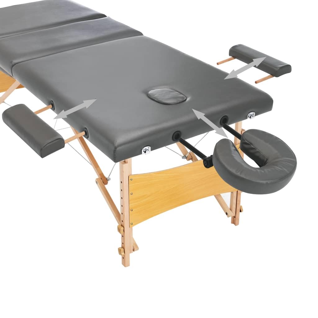 Table de Massage avec 3 Zones Cadre en Bois Anthracite 186x68cm,Santé & beauté,Hygiène personnelle,Massage & Relaxation,Tables de Massage,16.5 kg-110172