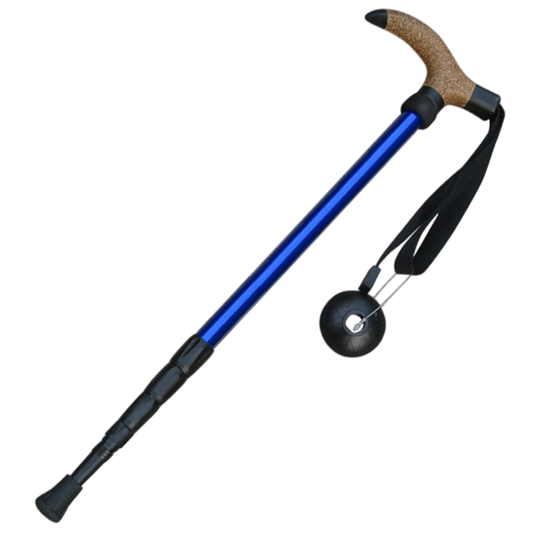 Walking Stick 20.5-43" Telescopic Aluminium Alloy Trekking Poles with Wood Handle, Spring Buffer, Mud Guard, Pointed Tip & Adjustable Wrist Strap for Climbing, Hiking, Seniors