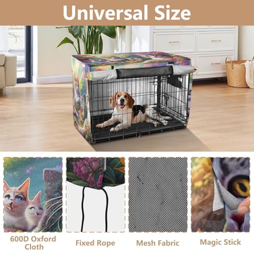 Housse de cage pour chats universelle avec ouvertures motif fleurs L