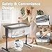 Kinder King Baby Bassinet w/Wheels, Folding Portable Newborn Bedside Sleeper, All-Sided Mesh Infant Crib, Adjustable Height, Removable Soft Mattress, No Tool to Assemble, Grey