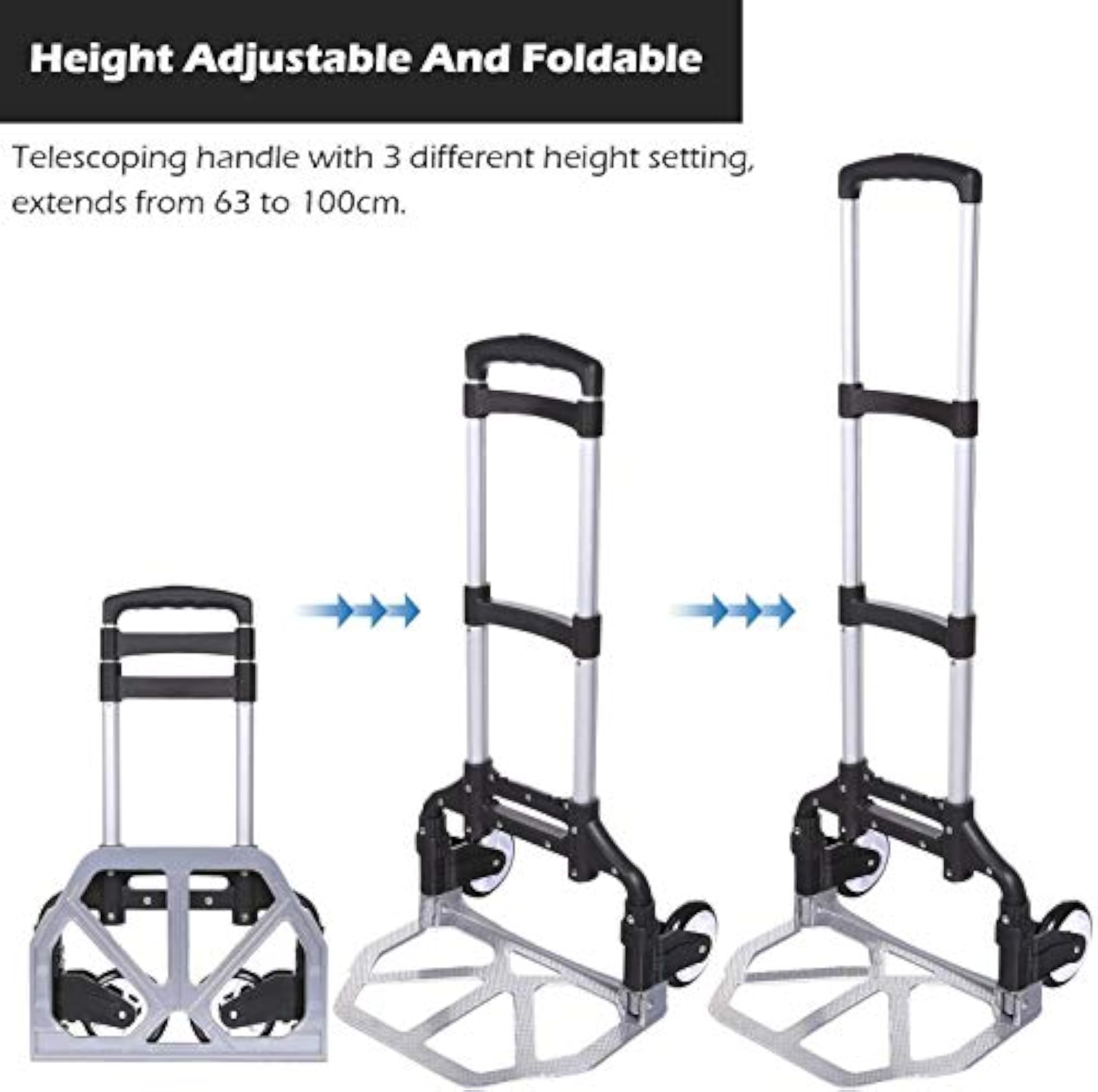 Foldable Luggage Trolley Carts Hand Puller Cart with 80 Kg