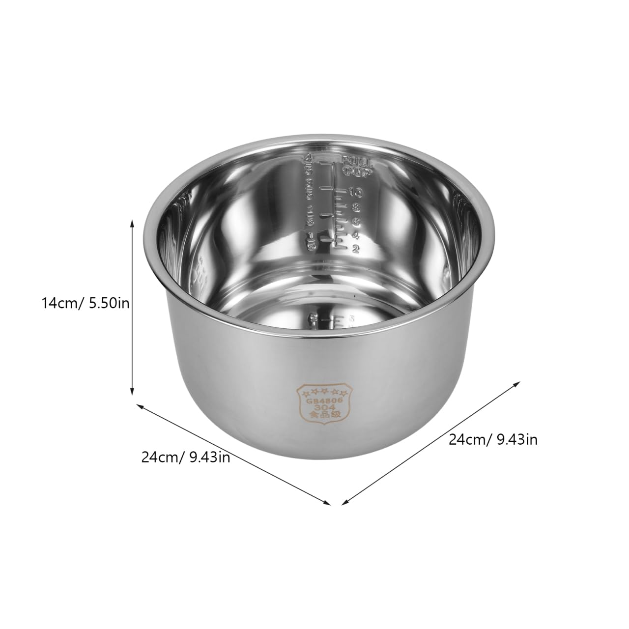 SOIMISS Pot Intérieur Cuiseur Riz 5L en Acier Inoxydable 304 Résistant et Polyvalent, Doublure Universelle pour Cuiseur Riz et Ustensiles de Cuisine INOX