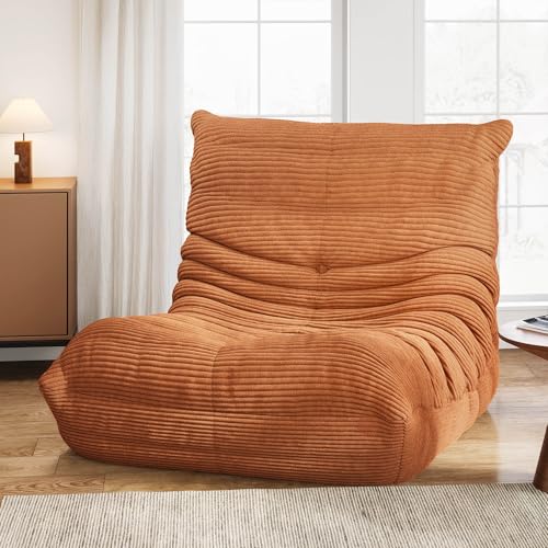 DWVO Upholstered Floor Sofa, Memory Foam Lazy Floor Sofa Couch, Large Soft Corduroy Beanbags Chair with Washable Cover for Living Room Apartment Dorm Office, Brown