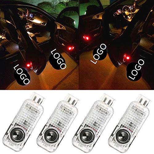 Car LED Door Light Logo Ghost Shadow Projector Laser Welcome Lights Symbol Emblem Courtesy Step Lights Ground Lamp Kit for Audi Series (4 Pack)