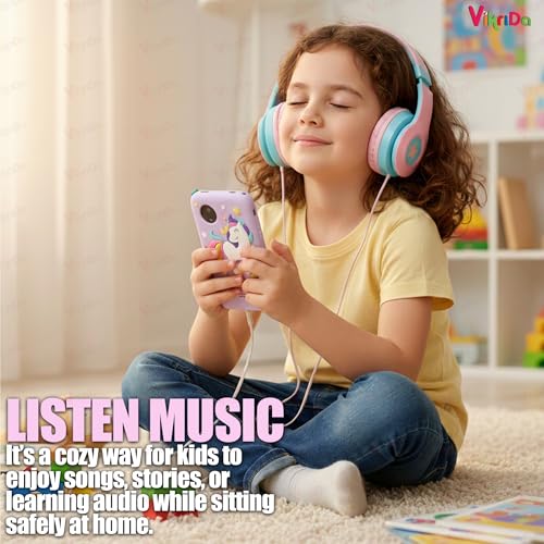 Image of VikriDA Plastic Kids Smartphone Toy with MP3 Music Player Bumper Back Case Dual Camera for Selfies in-Built Games 2.4 inch Screen 8MP Camera Toys for Boys & Girls (Purple)