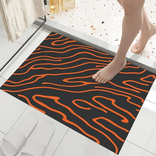Tapis rayures zébrées orange et noir 90x150cm rectangulaire