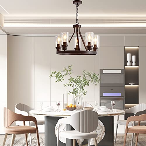 Farmhouse-Chandelier-Lighting-Round-5-Lights-Oil-Rubbed-Bronze-with-Glass-Shade-Ceiling-Hanging-Vintage-Rustic-Light-Fixture-for-Dining-Room-Living-Room-Foyer-Porch-Kitchen-Island Farmhouse Chandelier Lighting Round 5 Lights Oil Rubbed Bronze with Glass Shade Ceiling Hanging Vintage Rustic Light Fixture for Dining Room Living Room Foyer Porch Kitchen Island