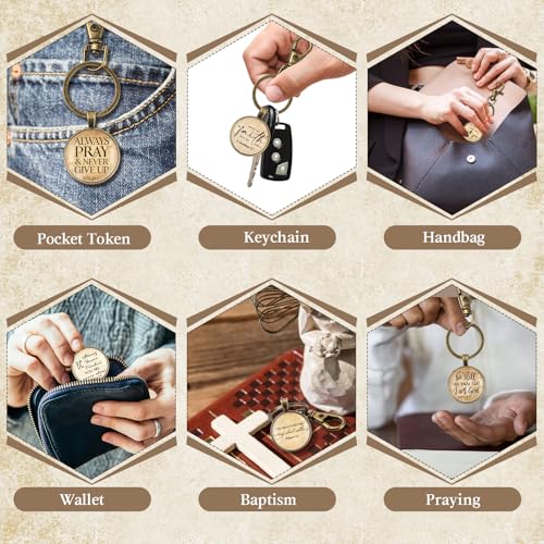 Image of Fumete Christian Keychain Bulk Bible Verse Religious Key Chains Scripture Quote Positive Gift for Women Men Church Pastor