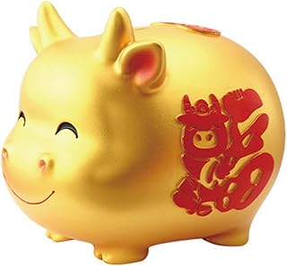 6-Inch Golden Pig Bank Lucky Porcelain Fortune Pig Chinese Pig Coin Bank Piggy Bank Cartoon Money Box Kids Money Bank Kids New Year Birthday Party Favors Gifts Golden