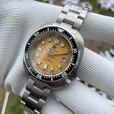 Steeldive SD1974, 6105 Turtle Captain Willard, NH35, Sapphire, Yellow, Bracelet and Rubber Strap, BNIB