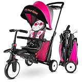 Seguridad mejorada: equipado con características de seguridad, este triciclo certificado para cochecito garantiza un viaje sin preocupaciones y sin estrés. Equipado con un sistema de frenado controlado por los padres, un arnés ajustable de 5 puntos y un amortiguador patentado que mantiene al bebé seguro.
