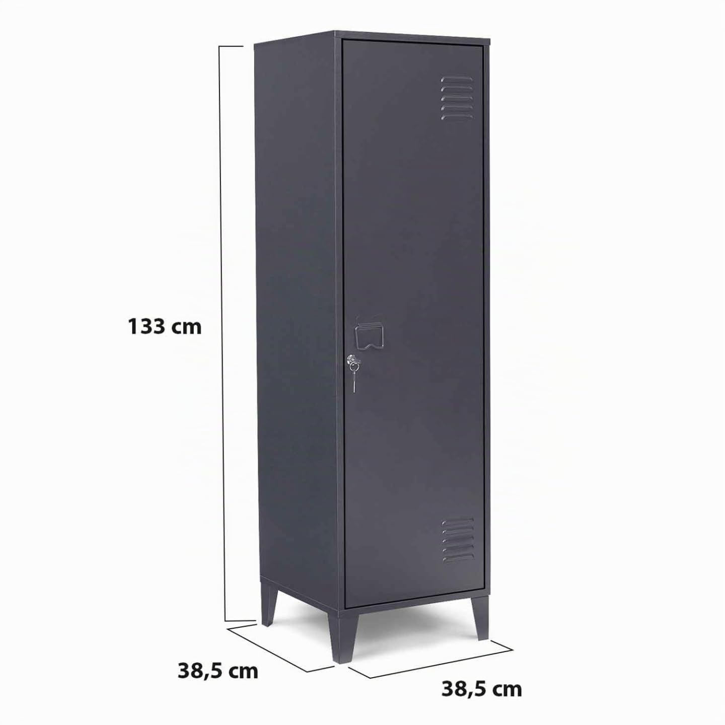 IDMarket - Armoire vestiaire Ester métal Gris foncé Design Industriel | Avec 1 porte