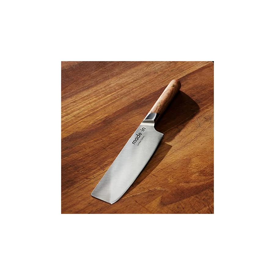 Made-In-Cookware-4-Piece-Knife-Set-with-Knife-Block-Includes-Chef-Knife-Bread-Knife-Paring-Knife-and-Nakiri-Knife-Full-Tang-With-Olive-Wood-Hand-Handle-Made-in-France Made In Cookware - 4 Piece Knife Set with Knife Block - Includes Chef Knife, Bread Knife, Paring Knife, and Nakiri Knife - Full Tang With Olive Wood Hand Handle - Made in France