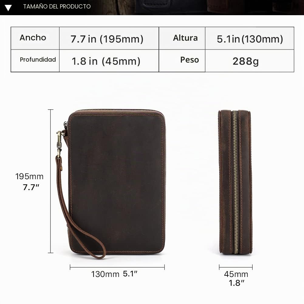 Hiram Bolsa organizadora de correa de reloj de piel auténtica, funda de viaje con capacidad para 12 correas de reloj, bolsa de almacenamiento adecuada para la mayoría de tamaños de correas de reloj