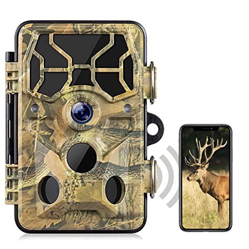 WiFi Trail Camera Bluetooth 20MP 1296P Game Camera with No Glow Night Vision 80FT, Motion Activated, IP66 Waterproof Hunting Camera for Outdoor Wildlife Monitoring Home Security