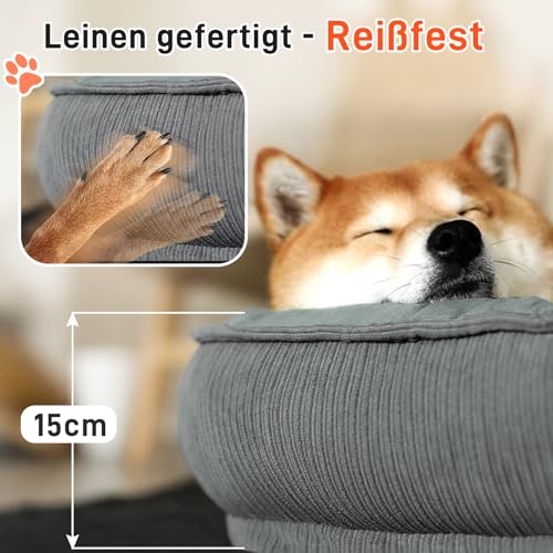 O·Lankeji Hundebett Mittelgroße Hunde erhöhte Ränder, Hundekorb Grosse Hunde Abnehmbarer, Waschbarer Bezug Hundesofa, Hundekissen Vierseitiges Nackenrolle Kissen, rutschfest