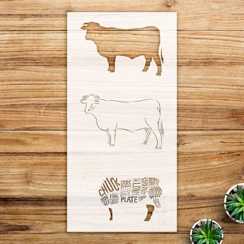 Beef cuts Stencil Pattern for Wood Signs and pallets, Reusable Mylar Template, Ideal for Painting and Craft Projects - Size A3 (8.2