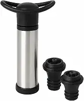 Kit Bomba De Vácuo Para Vinho Inox Com 2 Rolhas De Silicone