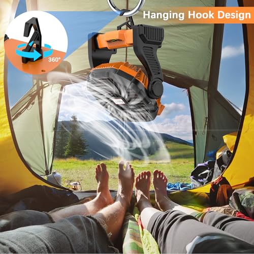 Portable-Camping-Fan-with-LED-Lantern-10400mAh-Rechargeable-Battery-Powered-Fan-270Pivot-Personal-USB-Desk-Fan-4-Speed-Quiet-Table-Fan-9-Battery-Operated-Tent-Fan-for-Travel-Picnic-Orange