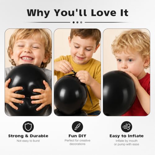 Image of Black Balloons, 12 Inch Black Latex Party Balloon