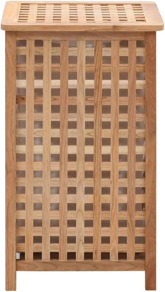 SKM Laundry Bin 15.4"x15.4"x25.6" Solid Wood Walnut,Brown (Weight 10.47KG)