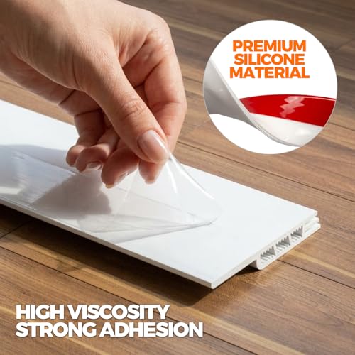 Image of Holikme Door Draft Stopper 6-Pack, Under Door Seal for Bottom of Door, Strong Adhesive Weather Stripping Blocker, Stop Cold Air & Noise, Easy Install Door Sweep, White