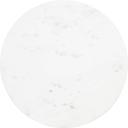 Miniatura 6 de Kate and Laurel Tira - Mesa auxiliar redonda, 14 x 14 x 24 pulgadas, color blanco y bronce, mesa auxiliar decorativa estilo pedestal para usar como