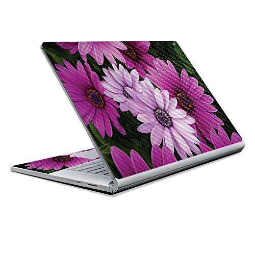 Image of MightySkins Carbon Fiber Skin for Microsoft Surface Book 2 13 inch (2017) - Purple Flowers,Protective, Durable Textured Carbon Fiber Finish,Easy to Apply, Remove, and Change Styles,