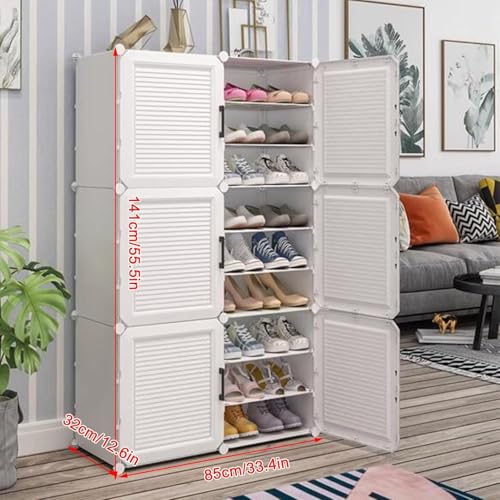 Image of EXVITO 6 Tier Shoe Rack with Shelf, Folding Shoe Rack for Bedroom, Living Room,Entryway, Footwear Stand for Home, Organizer, ShoeRack Plastic | Plastic Shoes Rack for Home - HT-White