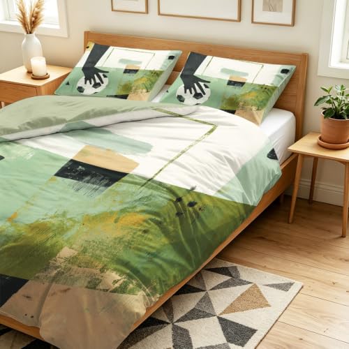Funda nórdica de fútbol para evitar arrugas en cama doble de microfibra verde moderna 3