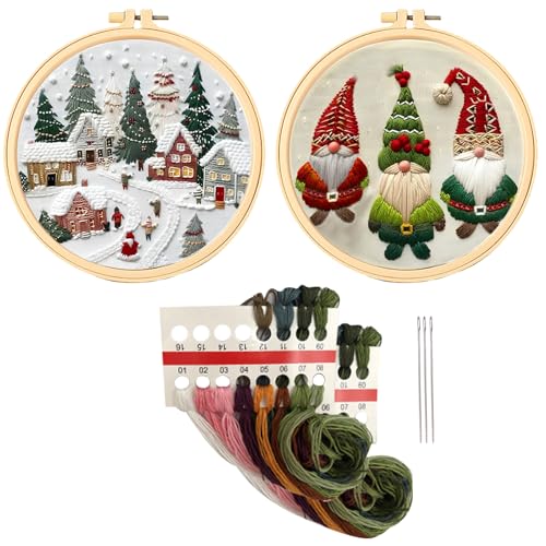 DKDDSSS Sticken Set Erwachsene Weihnachten, Anfänger Stickset für Erwachsene, Christmas Embroidery Kit, Weihnachtskunst-Bastelset, Ideal für Handwerksliebhaber zum Erlernen von Sticktechniken