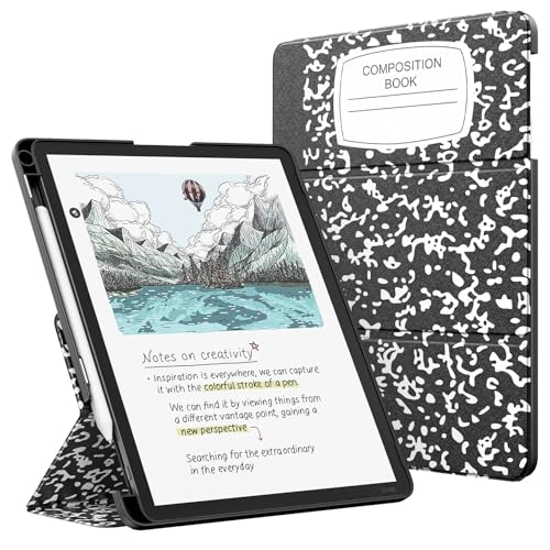 Image of MoKo Stand Case for 11 inch Kindle Scribe (3rd Generation -2025) & Kindle Scribe Colorsoft (1st Generation 2025) - Premium Leather Trifold Stand Cover with Pen Holder, Auto Sleep /Wake, Notebook Black