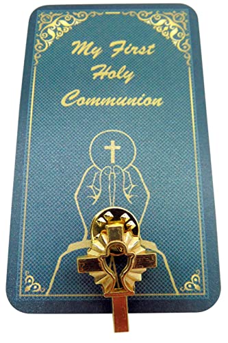 First Holy Communion Chalice Pin Accessory Set for Boys or Girls with Prayer Card Pack3
