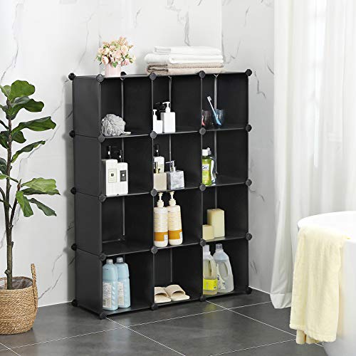 image for SONGMICS Cube Storage Organizer, Set of 12 Plastic Cubes, Book Shelf, 