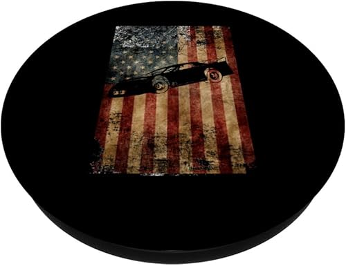 Miniatura 2 de Modelo tardío de carreras de pista de tierra regalos de carreras de bandera estadounidense desgastada PopSockets agarre y soporte para teléfonos y