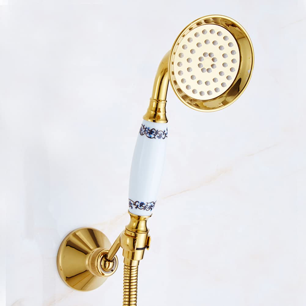 Elegancka mosiężna bateria wannowa w stylu retro z ręcznym prysznicem, podwójny uchwyt, wąż 150 cm, antyczne złote wykończenie, klasyczny design do renowacji łazienki