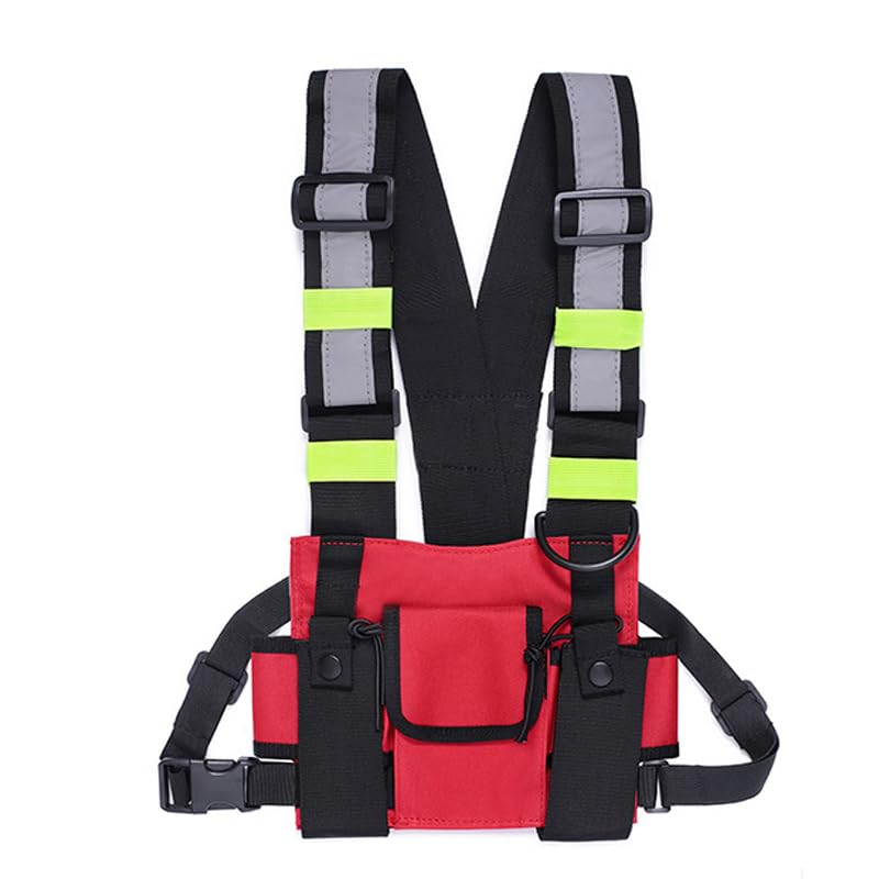 Samview Outdoor Sports Gear Combat Assault Bag Multi-Functional Vest Tactical Chest Rig Pouch with Strap - Red, Medium