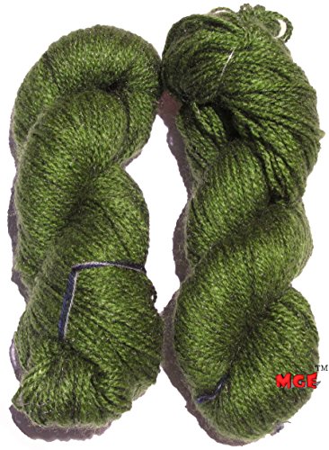 Image of M.G RABIT Dark Green 300 gm Wool Hank Hand Knitting Wool /Art Craft Soft Fingering Crochet Hook Yarn, Needle Acrylic Knitting Yarn Thread Dyed