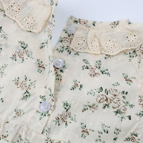 HOOLCHEAN Baby Girls Summer Thin Fabric Small Floral Lace Collar Romper with Bonnet4