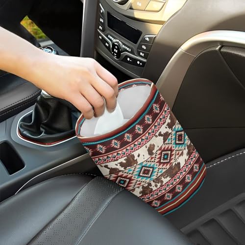Image of Pensura Tribal Aztec Geometric Car Trash Bag Adjustable Buttons Camping Trash Can Portable Foldable Multipurpose Trash bin Waste Basket Auto Accessories for Car, Home, Outdoor