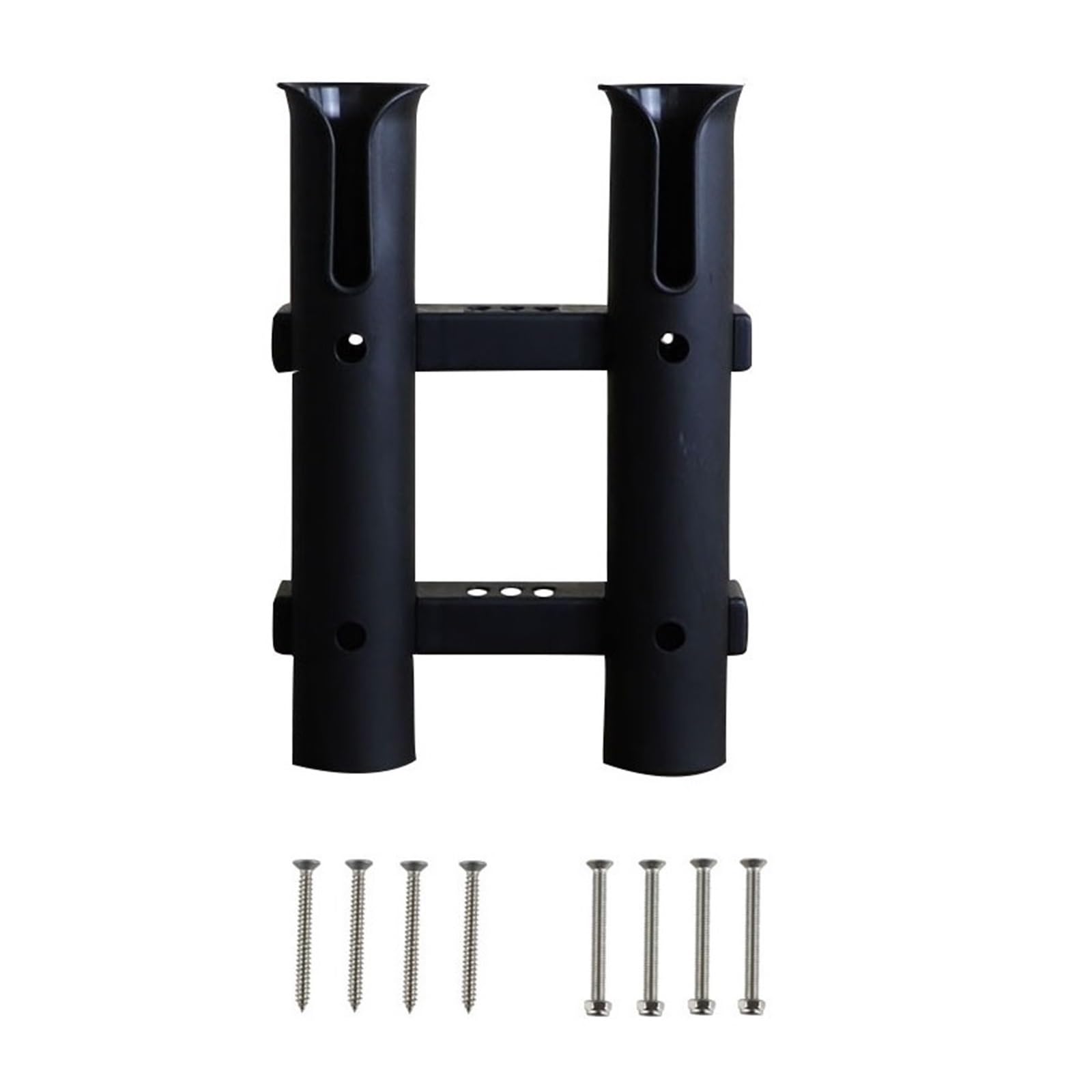 HNULGVI boat rod holders 1PCS Two Tube White Black Plastic Fishing Boat Rod Pole Holder Marine Yacht Hardware Fishing Pole Rod Holders For Boats(Black)