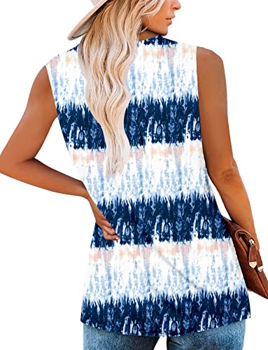 Mystry Zone Sleeveless Tank Tops For Women Casual Tunic Blouses For Leggings Blue Colorblock Xxl #TOP3