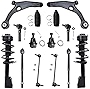 Detroit Axle - Front Struts + Lower Control Arms Ball Joints + Sway Bars + Tie Rods w/ Boots Replacement for 2009-2015 Dodge Journey (V6) - 14pc Set