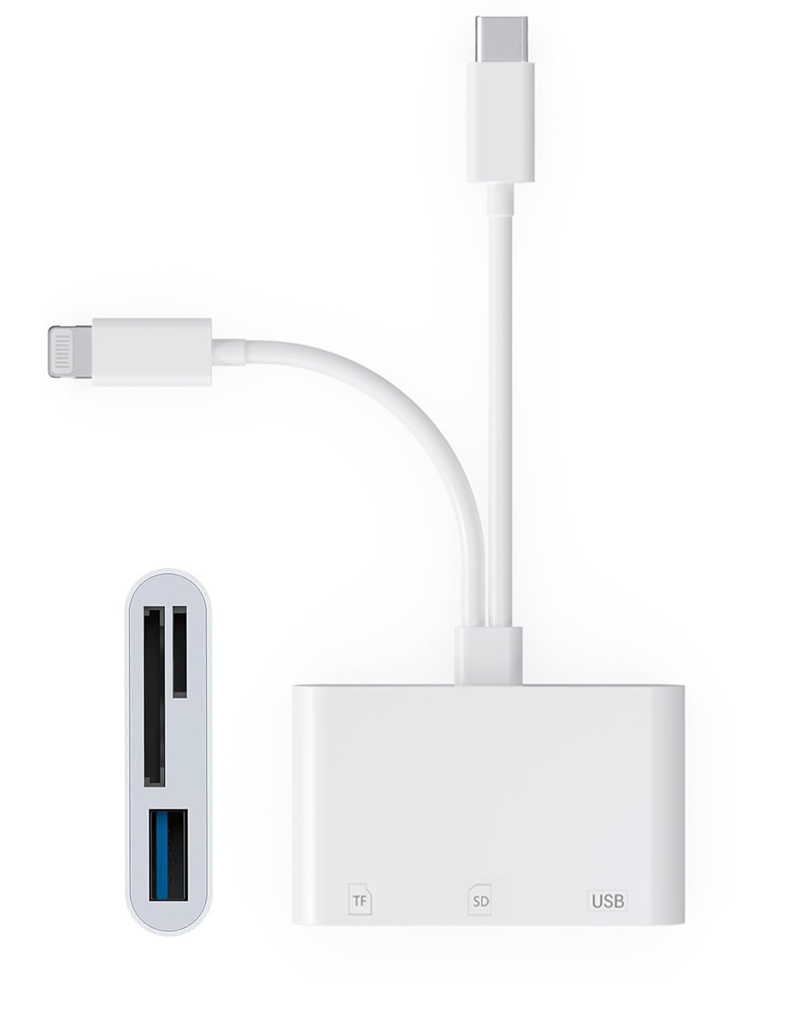 3in1 Lightning/Type-c SDカードカメラリーダー 【2025新 MFi認証品】USB/SD/TF変換アダプタ iPhone ライトニング/タイプc SDカードリーダー 設定不要 写真/ビデオ 高速 双方向転送 OTG機能 iPhone iPad MacBook Pro/Air Samsung IOS対応