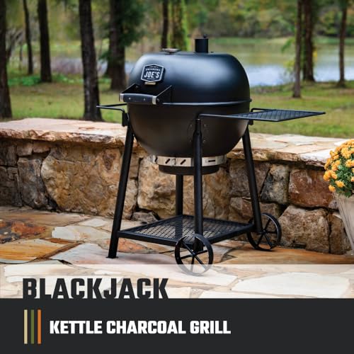 Image of Oklahoma Joe's Blackjack 21.5 in. Heavy-Duty Kettle Charcoal Grill with 382 sq. in. Cooking Area, Black