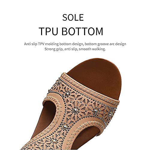 WOJWSKI Women's Slide Wedge Sandal Open Toe High Heel Zipper Back Platform4