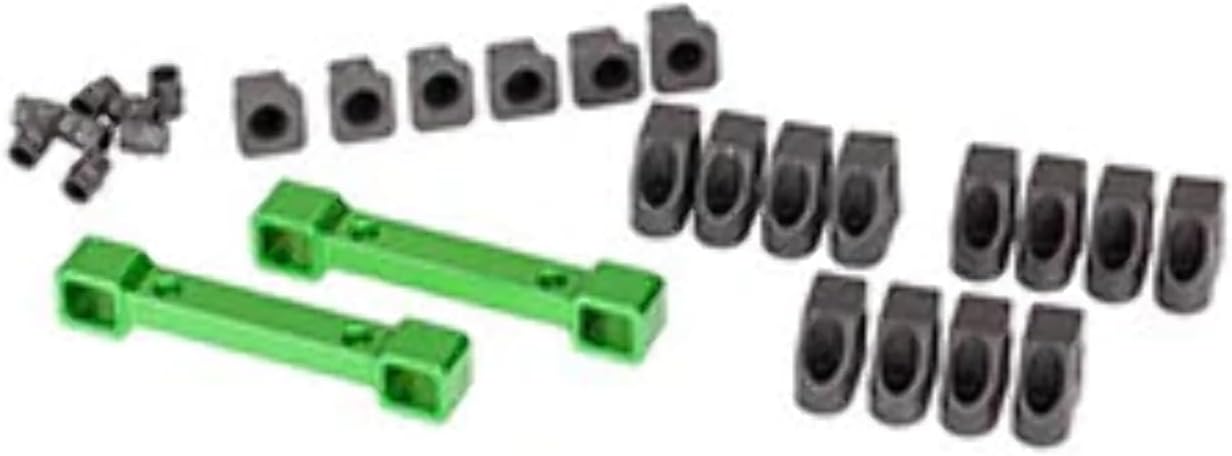 Traxxas TRA8334G Mounts, suspension arms, aluminum (green-anodized) (front & rear)/ hinge pin retainers (12)/ inserts (6