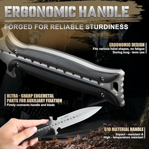 TIVOLI Outdoor Messer 440C Edelstahl Full Tang G10 Griff Schwarz – Ansicht 4