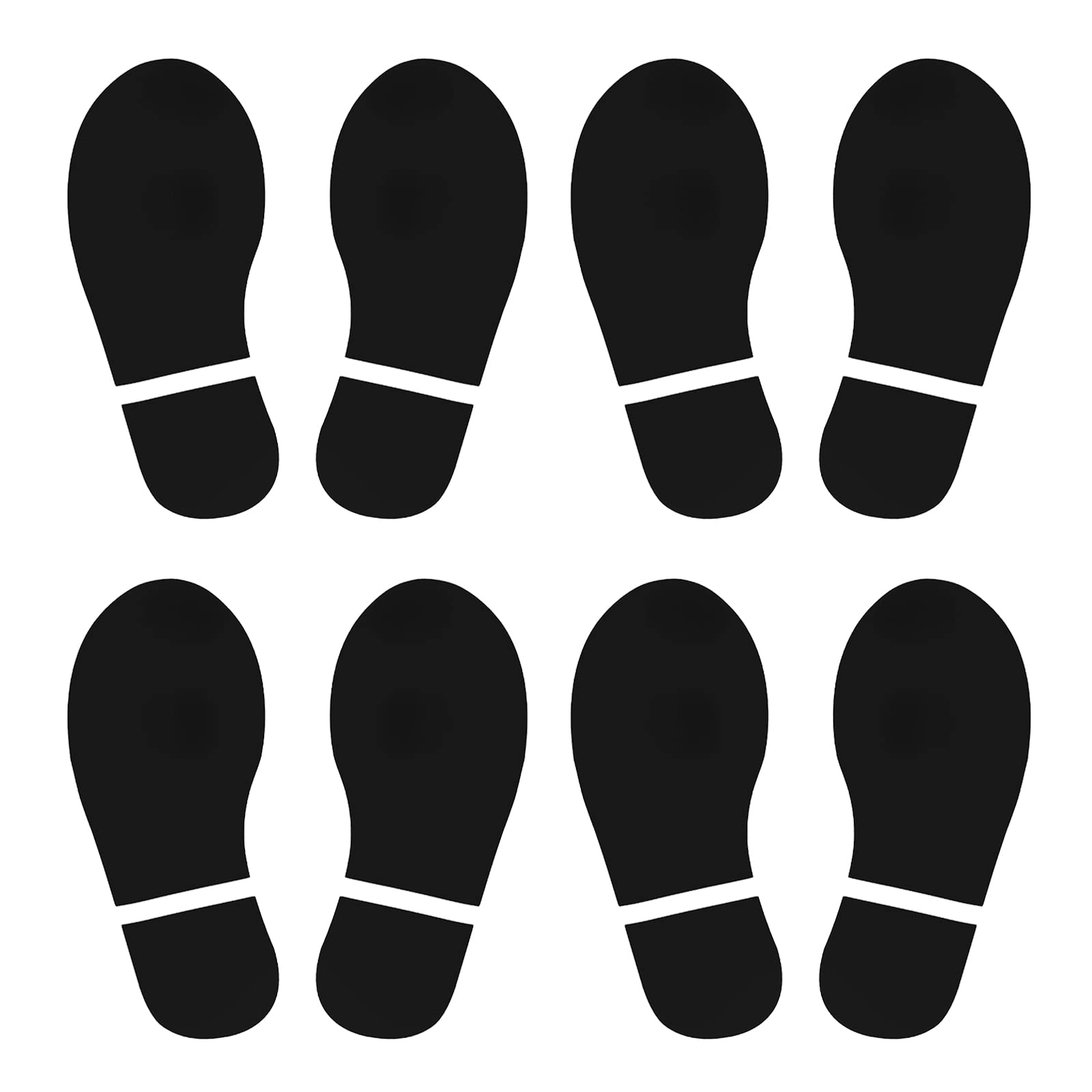 PATIKIL 8x3.3" Footprint Sticker, 4 works PVC Shoes Floor Decal Sign for Class Decor Stair Guide Black